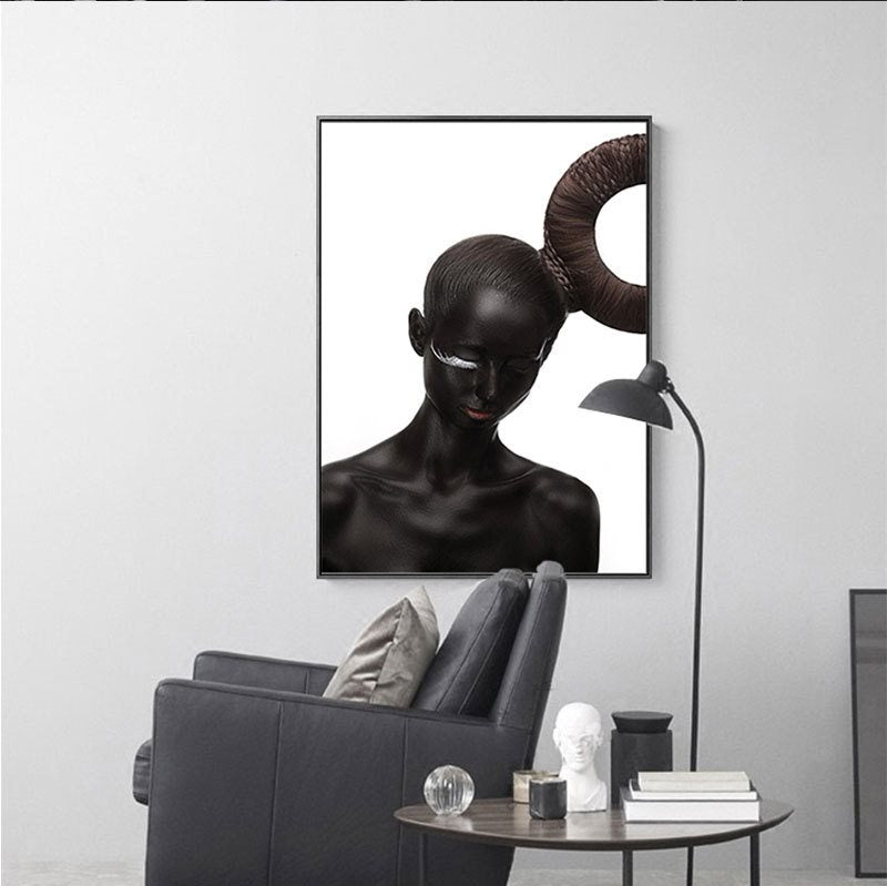 Modern figures black white large oversized floating framed canvas pr