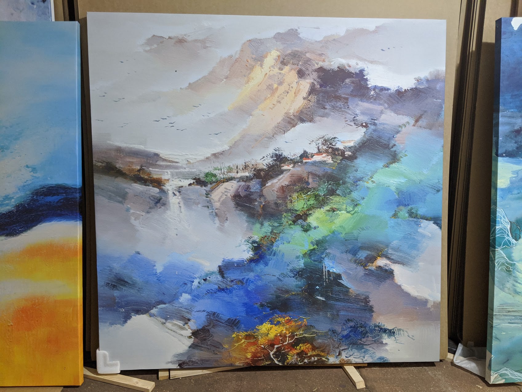 Modern landscape oil acrylic art abstract prints matching set #42