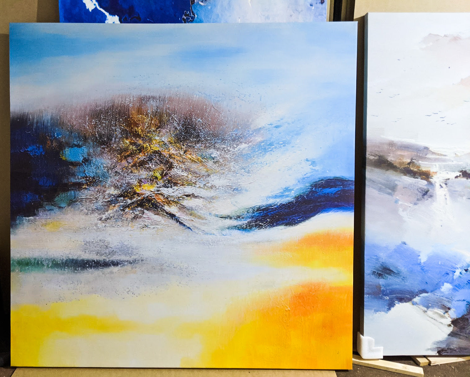 Modern landscape oil acrylic art abstract prints matching set #42