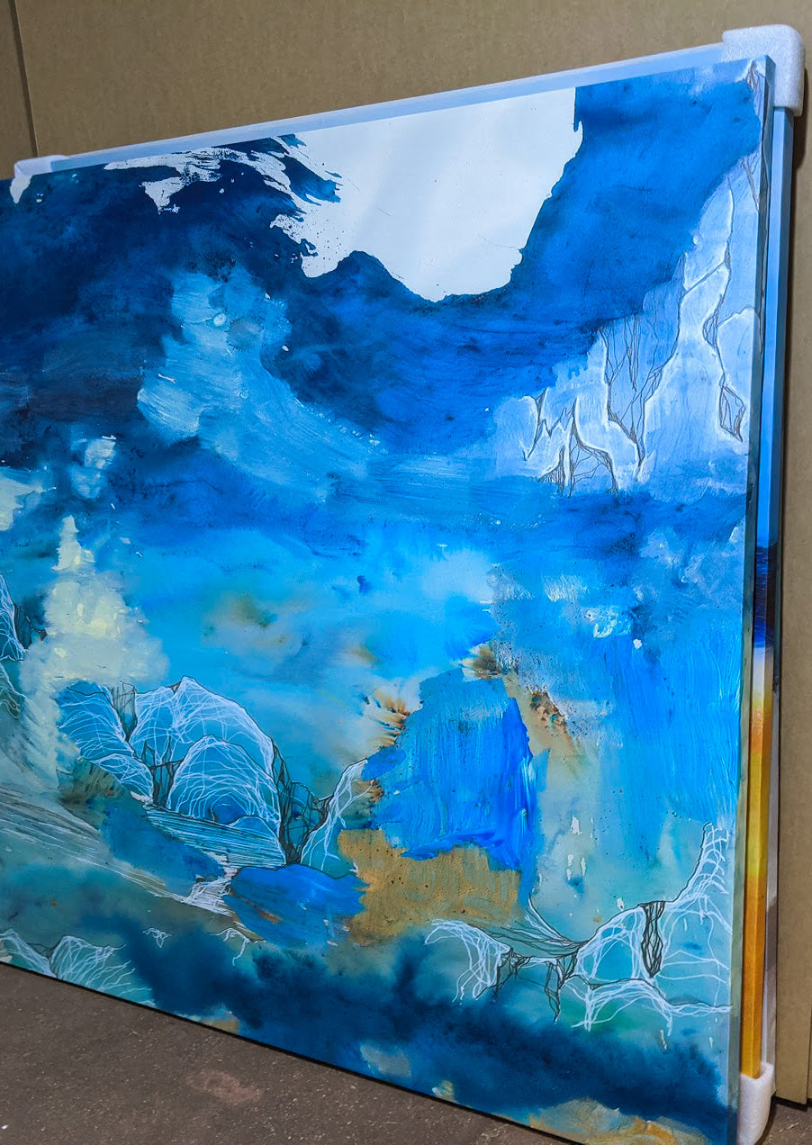 Modern landscape oil acrylic art abstract prints matching set #42