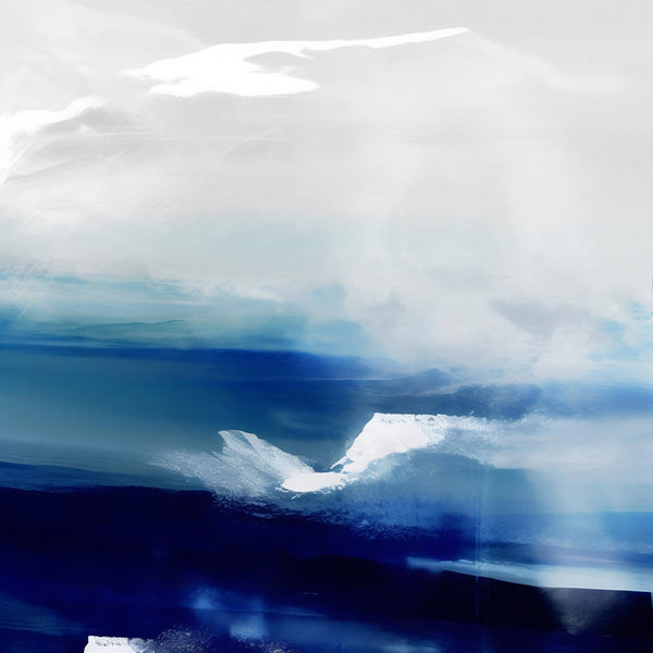 Abstract seascape in bold blue white strokes | Azure ocean #2320