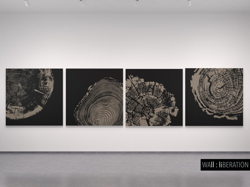 Black-and-white-grey | Pattern spiral design | Tree Circle 4 in set | #923