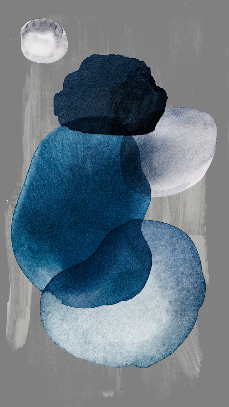 Blue gray white | Petal Rock Art | watercolor drawing | #1025