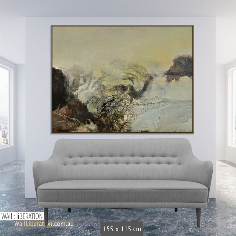Abstract mixed media painting on canvas print | floating framed |  large huge oversize | #305