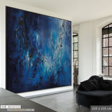 Abstract blue painting on canvas print | large floating framed | #306