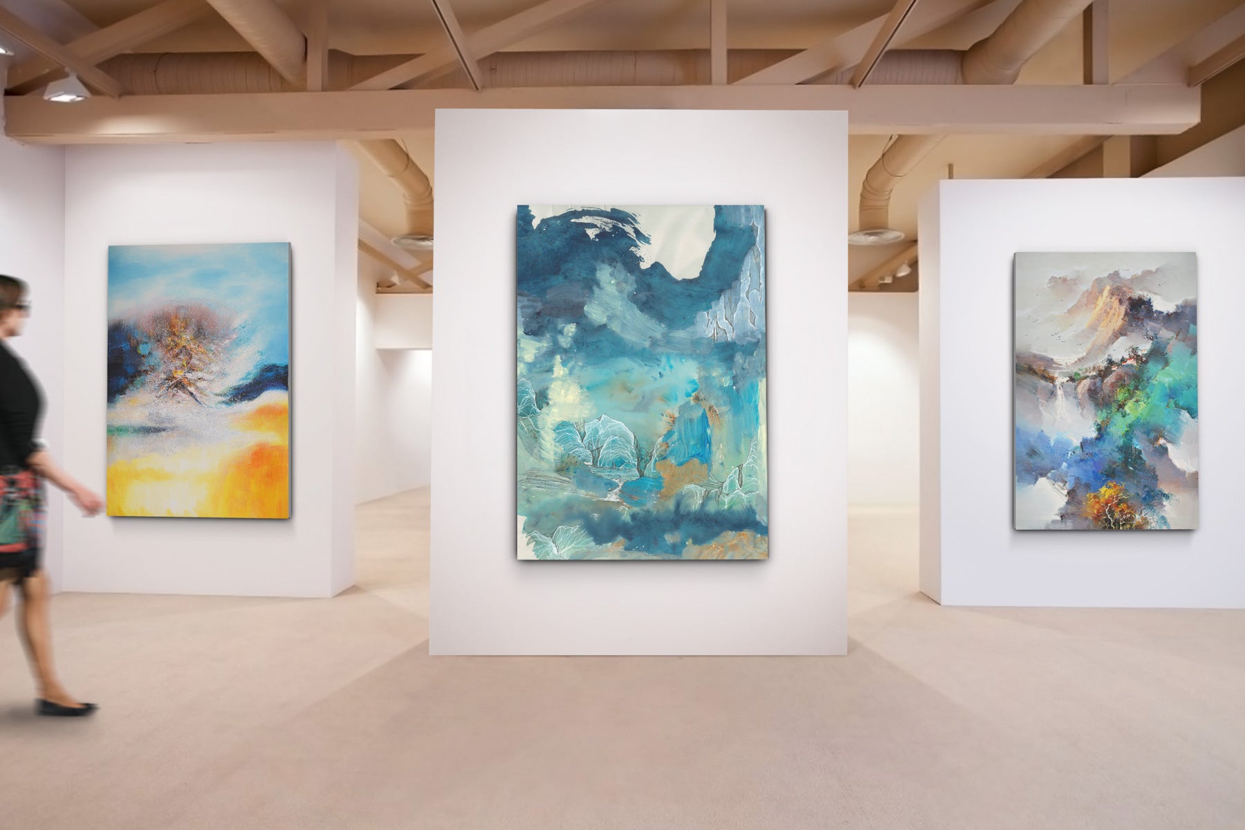 Modern landscape oil acrylic art abstract prints matching set #42