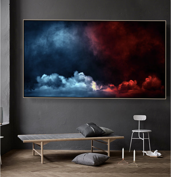 Large colourful clouds - linen canvas print | oversize floating framed | #687