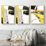 Yellow black abstract art deco - 79 - modern large floating framed 400g linen canvas wall art print - Wall Liberation