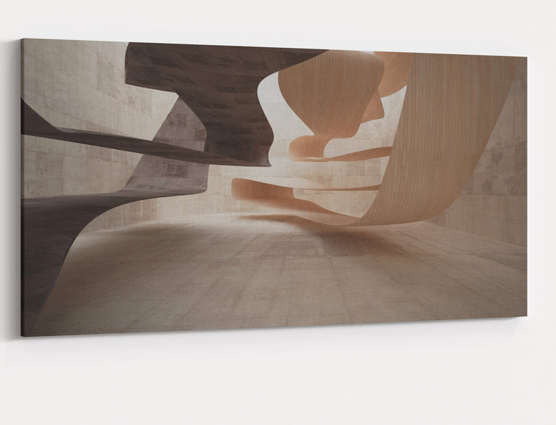 Architecture art | Beige hardwood floating modern art print #646