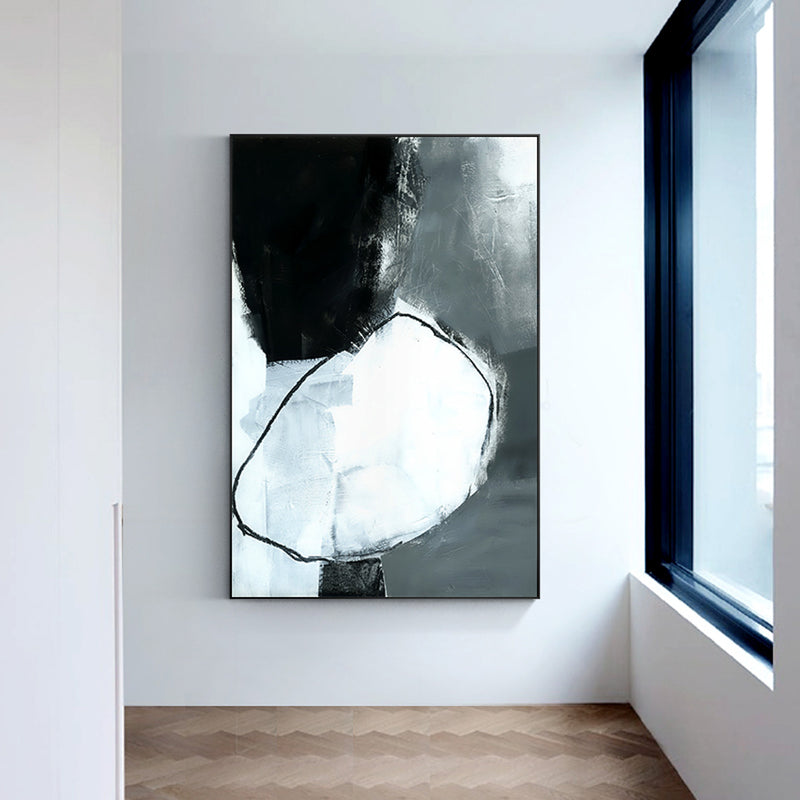Contemporary abstract art | Black White Geometric | Mix media #651