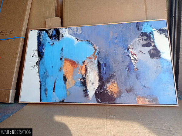 Huge blue abstract art - Framed canvas print | #192