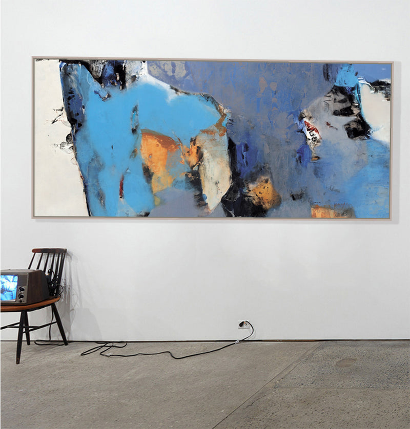 Huge blue abstract art - Framed canvas print | #192