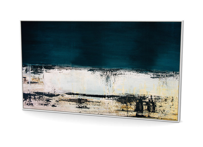Abstract half blue half white linen canvas print | flexible size | box framed | #176