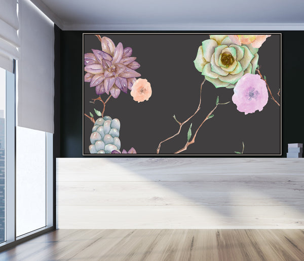 Succulents bloom - Large canvas art with floating box frame - Wall Liberation