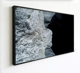 Black white Sea wave - linen canvas print | oversize box framed | #695