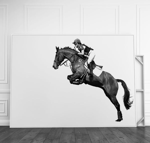 Horse riding | Multiple color available |  Oversize, large box framed Linen canvas art| #439