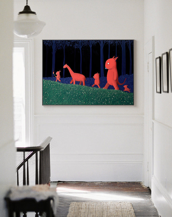 The journey | red green blue | large art print on linen canvas | shadow framed |#639