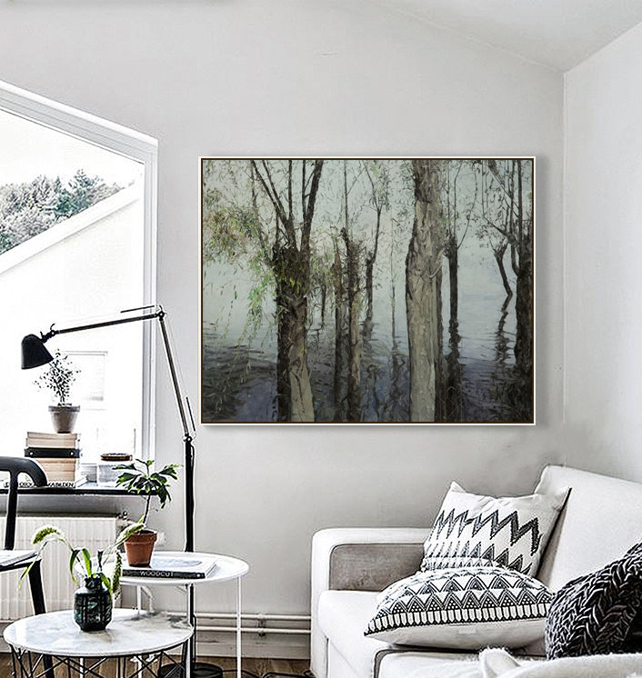 Water tree breeze | large wall art  print on linen canvas | floating box shadow framed | #390